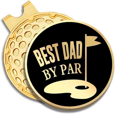 Best Dad by Par Black Gold Golf Ball Marker with Magnetic Hat Clip, Golf Accessories for Men, Golf Gift for Dad from Son Daughter, Retirement Birthday for Dad Golf Fan(C) in Kuwait