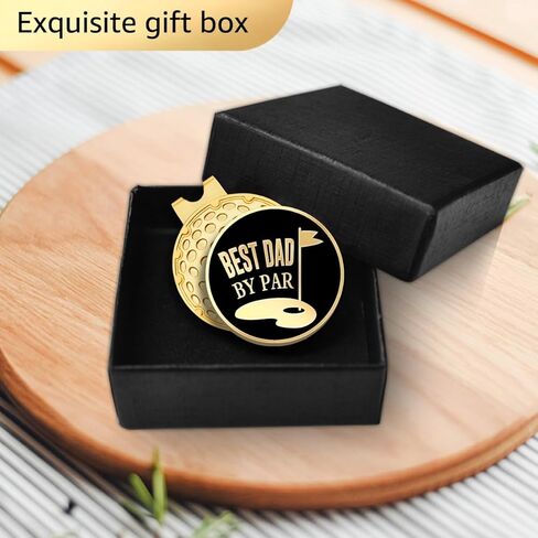 Best Dad by Par Black Gold Golf Ball Marker with Magnetic Hat Clip, Golf Accessories for Men, Golf Gift for Dad from Son Daughter, Retirement Birthday for Dad Golf Fan(C) in Kuwait