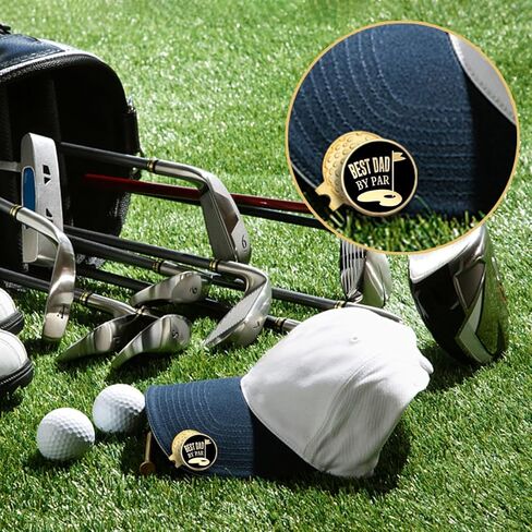 Best Dad by Par Black Gold Golf Ball Marker with Magnetic Hat Clip, Golf Accessories for Men, Golf Gift for Dad from Son Daughter, Retirement Birthday for Dad Golf Fan(C) in Kuwait