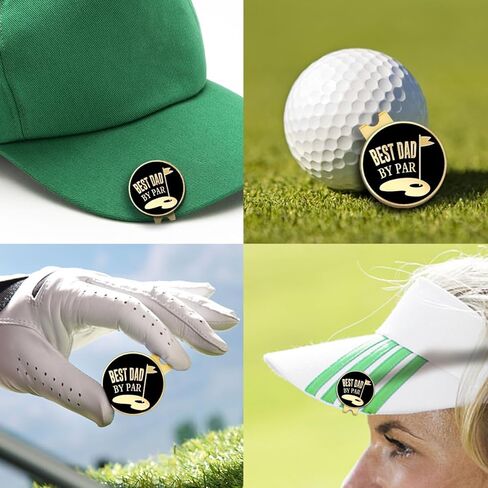 Best Dad by Par Black Gold Golf Ball Marker with Magnetic Hat Clip, Golf Accessories for Men, Golf Gift for Dad from Son Daughter, Retirement Birthday for Dad Golf Fan(C) in Kuwait