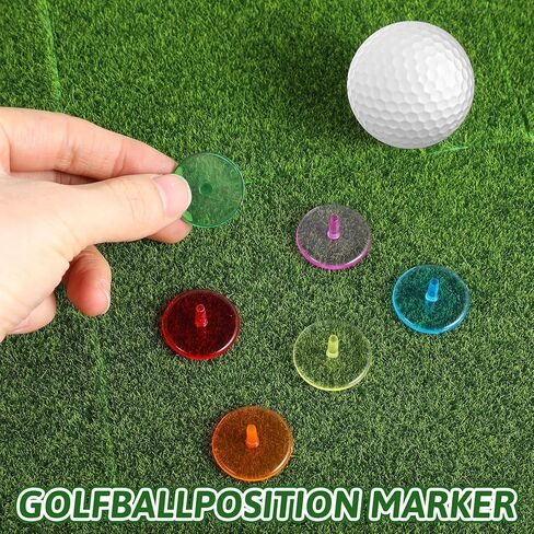 50 Pcs Golf Ball Marker, Multicolor Plastic Flat Round Golfs Mark Accessories Set Transparent Position Markers (24 mm) in Saudi Arabia