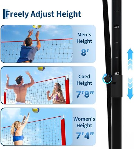 IDEALHOUSE Portable Volleyball Net 8x11 FT, Height Adjustable Volleyball Equipment with Carry Bag, Easy Setup Training Net for Indoor, Outdoor, Beach, Backyard in Saudi Arabia