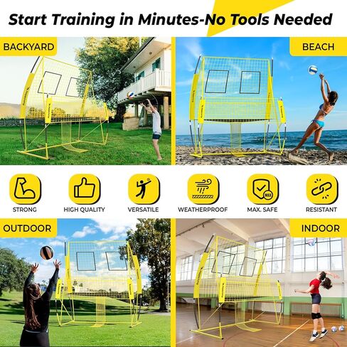 معدات تدريب الكرة الطائرة الاحترافية القابلة للتعديل مقاس 8 × 11 قدمًا من Happy Jump، 3 مستويات ارتفاع (6.5-8 قدم)، 2026 معززة لمقاومة التمزق والتأثير، تتضمن الكرة الطائرة للتدريب الداخلي/الخارجي in Kuwait