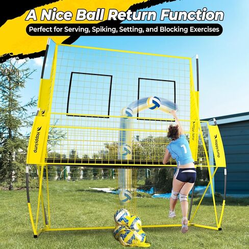 معدات تدريب الكرة الطائرة الاحترافية القابلة للتعديل مقاس 8 × 11 قدمًا من Happy Jump، 3 مستويات ارتفاع (6.5-8 قدم)، 2026 معززة لمقاومة التمزق والتأثير، تتضمن الكرة الطائرة للتدريب الداخلي/الخارجي in Kuwait