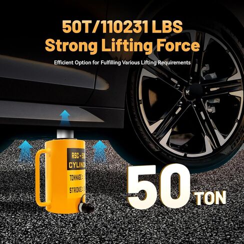 50T Hydraulic Cylinder Jack, Solid Ram Hydraulic Cylinder 6"/150mm Stroke Single Acting Portable Hydraulic Solid Jack Industrial Lifting Jack Ram in Kuwait