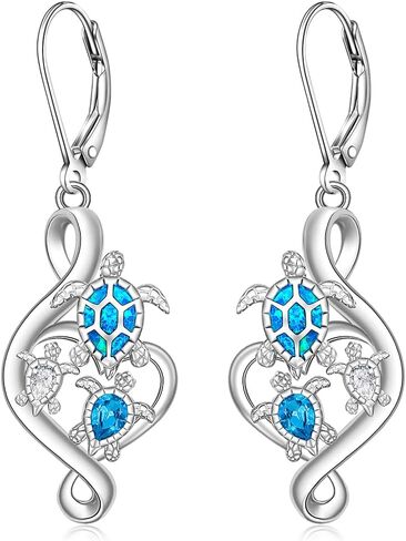 Sea Turtle Earrings Moonstone Tree of Life Turtle Earrings for Women Sterling Silver Dangle Moonstone Leverback Hawaii Gifts in Saudi Arabia