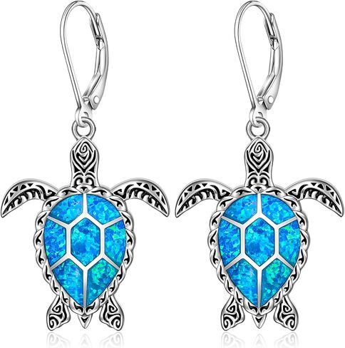 Sea Turtle Earrings Moonstone Tree of Life Turtle Earrings for Women Sterling Silver Dangle Moonstone Leverback Hawaii Gifts in Saudi Arabia