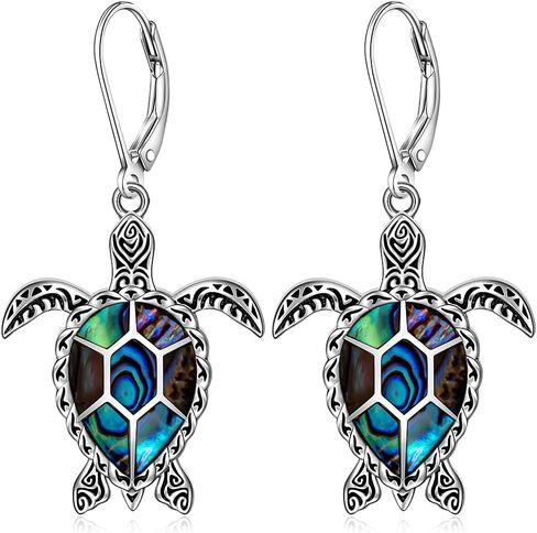 Sea Turtle Earrings Moonstone Tree of Life Turtle Earrings for Women Sterling Silver Dangle Moonstone Leverback Hawaii Gifts in Saudi Arabia