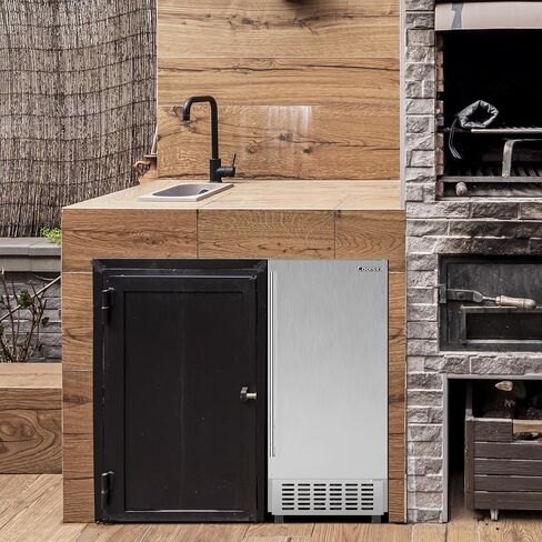 Coolski 15" W Commercial Under Counter Ice Maker Machine, Stainless Steel Outdoor Built-in Freestanding Ice Maker for Home Bar Restaurant, 80 Lbs/Day, 30 Lbs Storage, Auto-Cleaning, in Kuwait