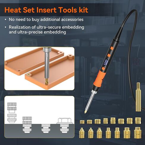 مجموعة أدوات إدراج الحرارة 80 وات مجموعة أدوات إدراج الحرارة أطراف حديدية و220 قطعة إدراجات مترابطة صواميل نحاسية للطباعة ثلاثية الأبعاد والبلاستيك in Kuwait
