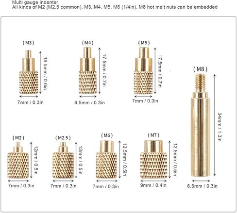 GOTOTOP Soldering Iron Tips, Soldering Iron Heat Set Insert Tips Brass Male Female Head Compatible with 3D Printing in Saudi Arabia