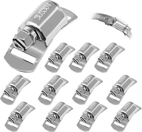 12pcs Hose Clamps Stronger Fasteners, 304 Stainless Steel Screw Worm Clamp Fasteners for DIY Adjustable Large Worm Gear Hose Clamp Kit, Used in Band Pipe Clamps Metal Strapping in Saudi Arabia