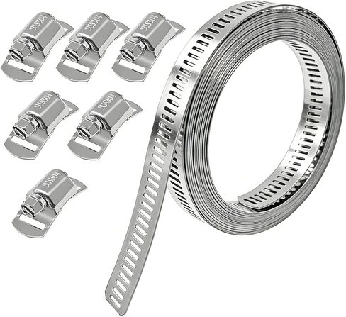 12pcs Hose Clamps Stronger Fasteners, 304 Stainless Steel Screw Worm Clamp Fasteners for DIY Adjustable Large Worm Gear Hose Clamp Kit, Used in Band Pipe Clamps Metal Strapping in Saudi Arabia