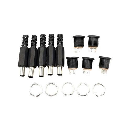 fengpeng Durable 10Pcs DC Power Plug Male Female Jack Socket Nut Panel Mount Connectors Set 5.5x2.1mm 3.5x1.3mm 2.1 .5mm Connector in Kuwait