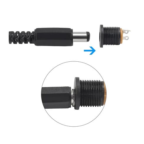 fengpeng Durable 10Pcs DC Power Plug Male Female Jack Socket Nut Panel Mount Connectors Set 5.5x2.1mm 3.5x1.3mm 2.1 .5mm Connector in Kuwait