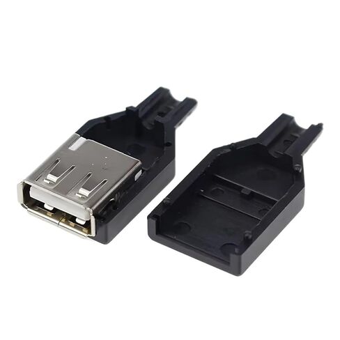 fengpeng 10pcs Type A Male Female USB Connectors 4 Pin Plug Socket with Black Cover DIY Kits(Male 10PCS) in Kuwait