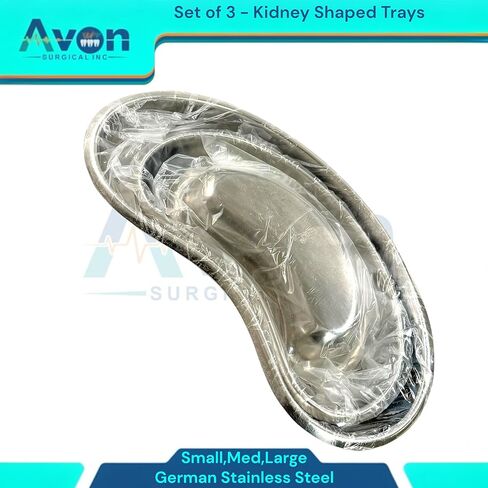 Procedure Kidney Basin Emesis Basin Small, Medium, Large - Reusable & Autoclave Safe, Dental Laboratory, Instrument Kidney Tray - German Stainless Steel CE (3 Pack) in Kuwait