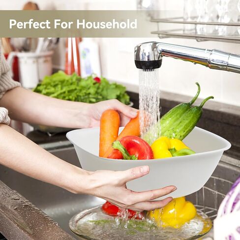 Portable Washbasin for Washing, Multi Purpose Washing Basin Plastic Dish Pan Basin Stackable Vegetable Fruit Wash Pan for Cleaning(S, White) in Saudi Arabia