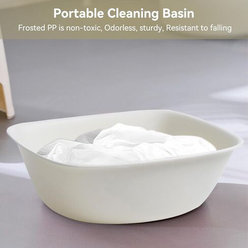 Portable Washbasin for Washing, Multi Purpose Washing Basin Plastic Dish Pan Basin Stackable Vegetable Fruit Wash Pan for Cleaning(S, White) in Saudi Arabia