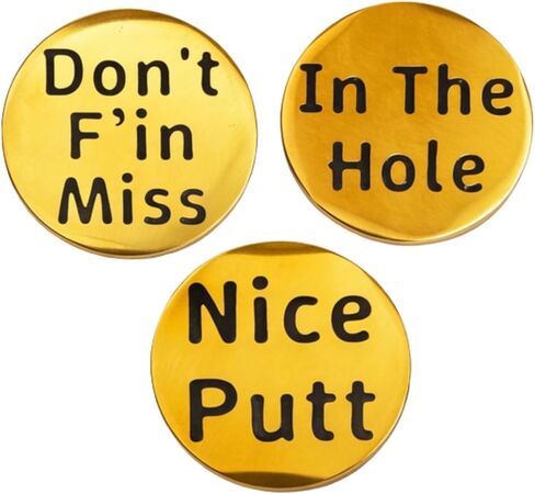 Golf Ball Marker for Men and Women 3Pcs Gold Novelty Golf Ball Markers with Funny Words, Unique Golf Gifts for Golfer Bag Putter Greens Driver Used Balls in Saudi Arabia