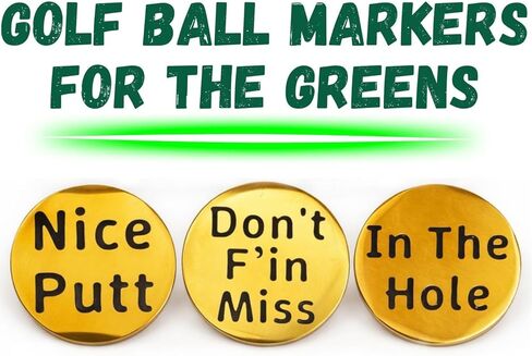 Golf Ball Marker for Men and Women 3Pcs Gold Novelty Golf Ball Markers with Funny Words, Unique Golf Gifts for Golfer Bag Putter Greens Driver Used Balls in Saudi Arabia