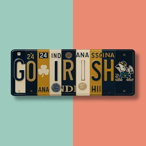 Notre Dame Fighting Irish Go Irish License Plate Sign - Metal Wall Art 16x6 Inch Aluminum - Navy Gold - Fan Cave Dorm Room Decor - UV-Resistant Ready to Hang College Wall Sign in Saudi Arabia