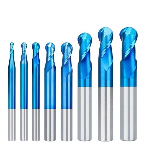 8pcs 2 Flutes Carbide Ball Nose End Mill R1-6 Tungsten Carbide CNC Router Bit Spiral Cutting CNC Milling Tool for Alloy Steels/Hardened Steels in Saudi Arabia