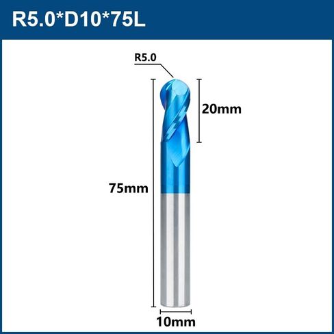 8pcs 2 Flutes Carbide Ball Nose End Mill R1-6 Tungsten Carbide CNC Router Bit Spiral Cutting CNC Milling Tool for Alloy Steels/Hardened Steels in Saudi Arabia