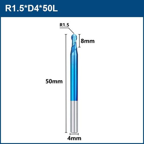 8pcs 2 Flutes Carbide Ball Nose End Mill R1-6 Tungsten Carbide CNC Router Bit Spiral Cutting CNC Milling Tool for Alloy Steels/Hardened Steels in Saudi Arabia