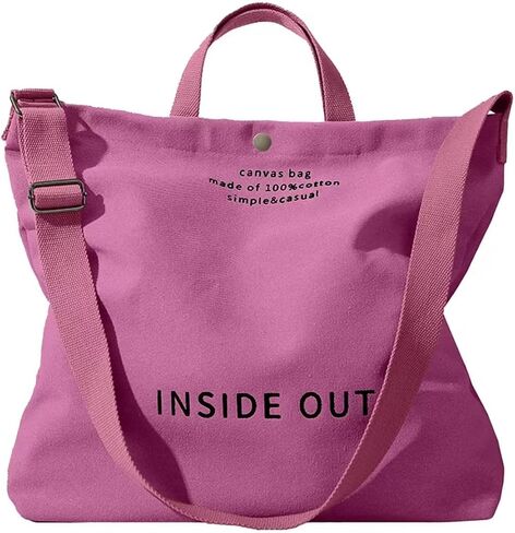 Canvas Tote Bag For Women inside out bag Crossbody Handbag with Adjustable Strap and Coin Purse for Work,Travel,Grocery in Kuwait