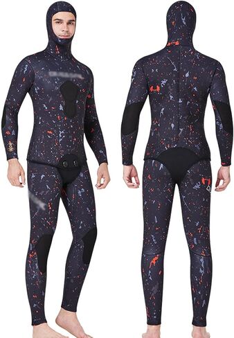 2-Pieces Spearfishing Wetsuits for Men, 3MM/5MM/7MM Neoprene Diving Suit Hooded for Snorkeling Swimming Freediving in Saudi Arabia