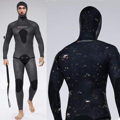 Wetsuit for Men Hooded Spearfishing Suit 3mm/5mm/7mm Neoprene 2-Pieces Diving Suit Top & Pants Set in Saudi Arabia