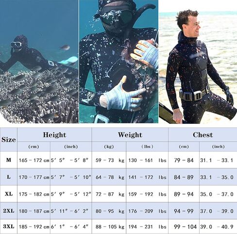Wetsuit for Men Hooded Spearfishing Suit 3mm/5mm/7mm Neoprene 2-Pieces Diving Suit Top & Pants Set in Saudi Arabia