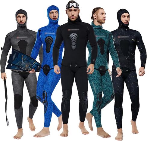 Wetsuit for Men Hooded Spearfishing Suit 3mm/5mm/7mm Neoprene 2-Pieces Diving Suit Top & Pants Set in Saudi Arabia