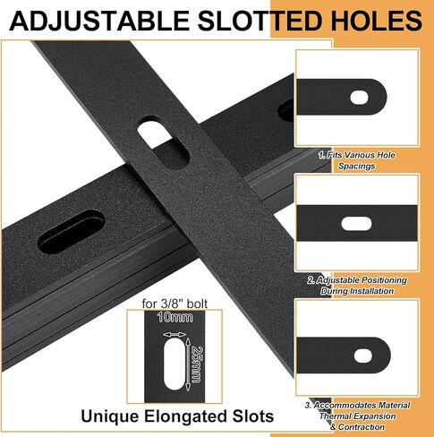Frienda 10 Pcs 16" Black Mending Plate Heavy Duty Metal Straight Bracket Flat Straight Braces Repair Flat Slotted Plate Steel Joining Fixing Brackets Connector for Wood Furniture Tables Bookshelves in Saudi Arabia