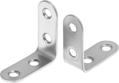 QWORK 24 قطعة من دعامات الزوايا المصنوعة من الفولاذ المقاوم للصدأ مقاس 1.57 × 1.57 بوصة - دعامات الزاوية اليمنى شديدة التحمل على شكل حرف L مع 96 براغي لخزائن أرفف الأثاث الخشبي وتعزيز الكراسي in Kuwait