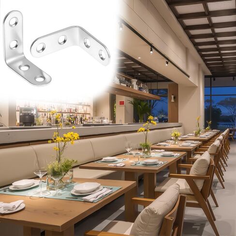 QWORK 24 قطعة من دعامات الزوايا المصنوعة من الفولاذ المقاوم للصدأ مقاس 1.57 × 1.57 بوصة - دعامات الزاوية اليمنى شديدة التحمل على شكل حرف L مع 96 براغي لخزائن أرفف الأثاث الخشبي وتعزيز الكراسي in Kuwait