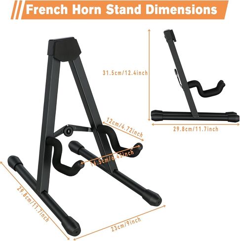 ROWELL Foldable French Horn Stand Portable A-Frame Horn Holder for Single & Double French Horns Stable Brass Instrument Stand with EVA Padding & Non-Slip Base Convenient for Travel Performance Storage in Saudi Arabia