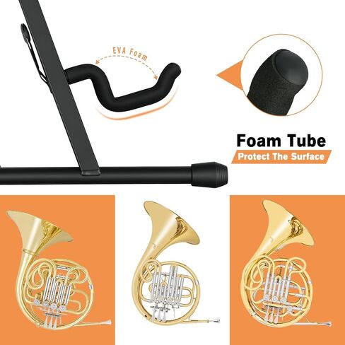 ROWELL Foldable French Horn Stand Portable A-Frame Horn Holder for Single & Double French Horns Stable Brass Instrument Stand with EVA Padding & Non-Slip Base Convenient for Travel Performance Storage in Saudi Arabia