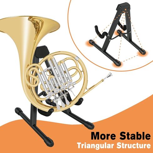ROWELL Foldable French Horn Stand Portable A-Frame Horn Holder for Single & Double French Horns Stable Brass Instrument Stand with EVA Padding & Non-Slip Base Convenient for Travel Performance Storage in Saudi Arabia