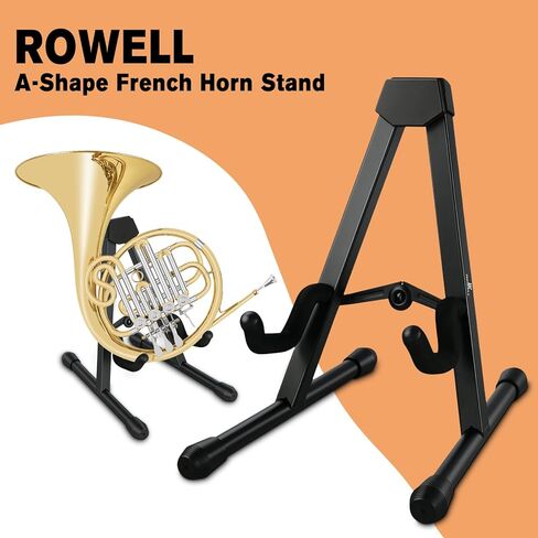 ROWELL Foldable French Horn Stand Portable A-Frame Horn Holder for Single & Double French Horns Stable Brass Instrument Stand with EVA Padding & Non-Slip Base Convenient for Travel Performance Storage in Saudi Arabia