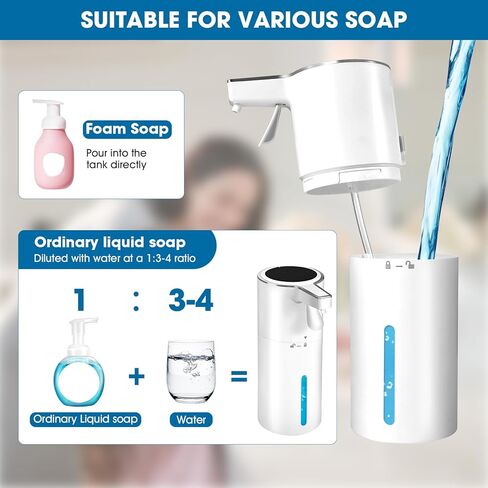2-Pack Foaming Soap Dispenser, 13.5 oz ABS Hand Soap Dispenser - with Clear Window & Laser Marks for Kitchen Bathroom Sink, Commercial Sensor Pump in Saudi Arabia