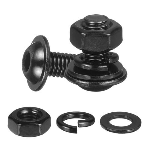 10 Set M6 x 45mm Flanged Button Head Socket Cap Screws, Black 304 Stainless Steel 18-8 Hex Socket Head Screws Bolts, Nuts, Flat & Lock Washers for DIY, Furniture, Automotive in Saudi Arabia