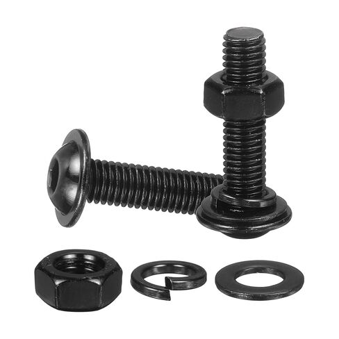 10 Set M6 x 45mm Flanged Button Head Socket Cap Screws, Black 304 Stainless Steel 18-8 Hex Socket Head Screws Bolts, Nuts, Flat & Lock Washers for DIY, Furniture, Automotive in Saudi Arabia