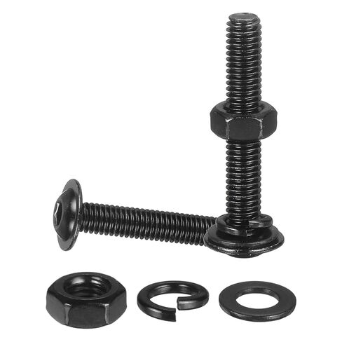10 Set M6 x 45mm Flanged Button Head Socket Cap Screws, Black 304 Stainless Steel 18-8 Hex Socket Head Screws Bolts, Nuts, Flat & Lock Washers for DIY, Furniture, Automotive in Saudi Arabia