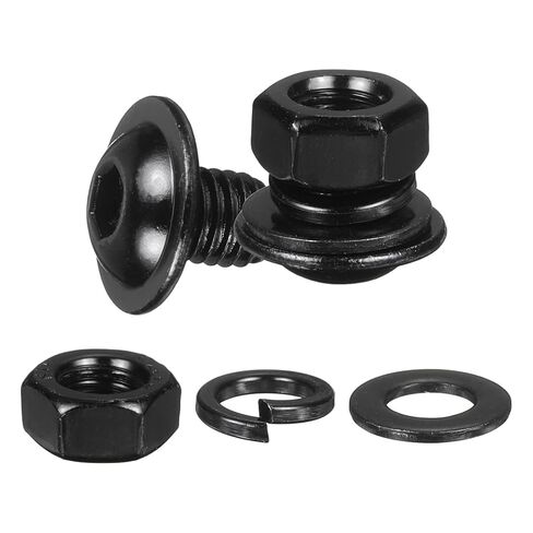 10 Set M6 x 45mm Flanged Button Head Socket Cap Screws, Black 304 Stainless Steel 18-8 Hex Socket Head Screws Bolts, Nuts, Flat & Lock Washers for DIY, Furniture, Automotive in Saudi Arabia