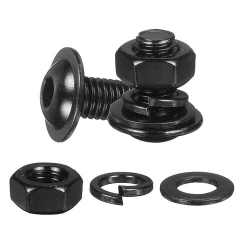 10 Set M6 x 45mm Flanged Button Head Socket Cap Screws, Black 304 Stainless Steel 18-8 Hex Socket Head Screws Bolts, Nuts, Flat & Lock Washers for DIY, Furniture, Automotive in Saudi Arabia