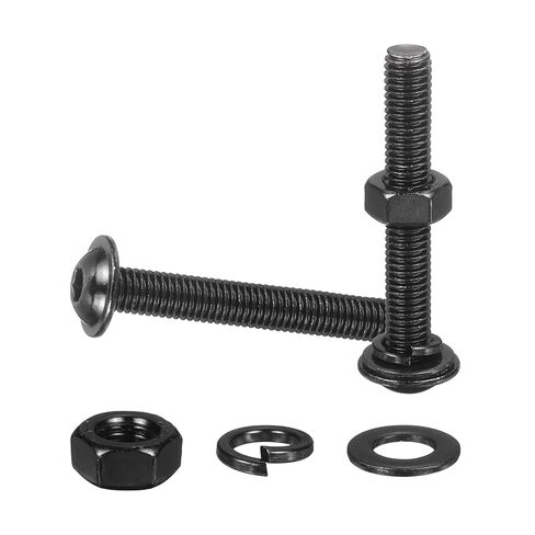 10 Set M6 x 45mm Flanged Button Head Socket Cap Screws, Black 304 Stainless Steel 18-8 Hex Socket Head Screws Bolts, Nuts, Flat & Lock Washers for DIY, Furniture, Automotive in Saudi Arabia