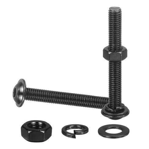 10 Set M6 x 45mm Flanged Button Head Socket Cap Screws, Black 304 Stainless Steel 18-8 Hex Socket Head Screws Bolts, Nuts, Flat & Lock Washers for DIY, Furniture, Automotive in Saudi Arabia