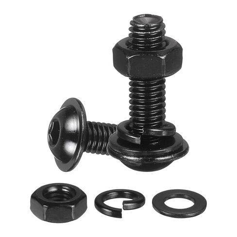 10 Set M6 x 45mm Flanged Button Head Socket Cap Screws, Black 304 Stainless Steel 18-8 Hex Socket Head Screws Bolts, Nuts, Flat & Lock Washers for DIY, Furniture, Automotive in Saudi Arabia